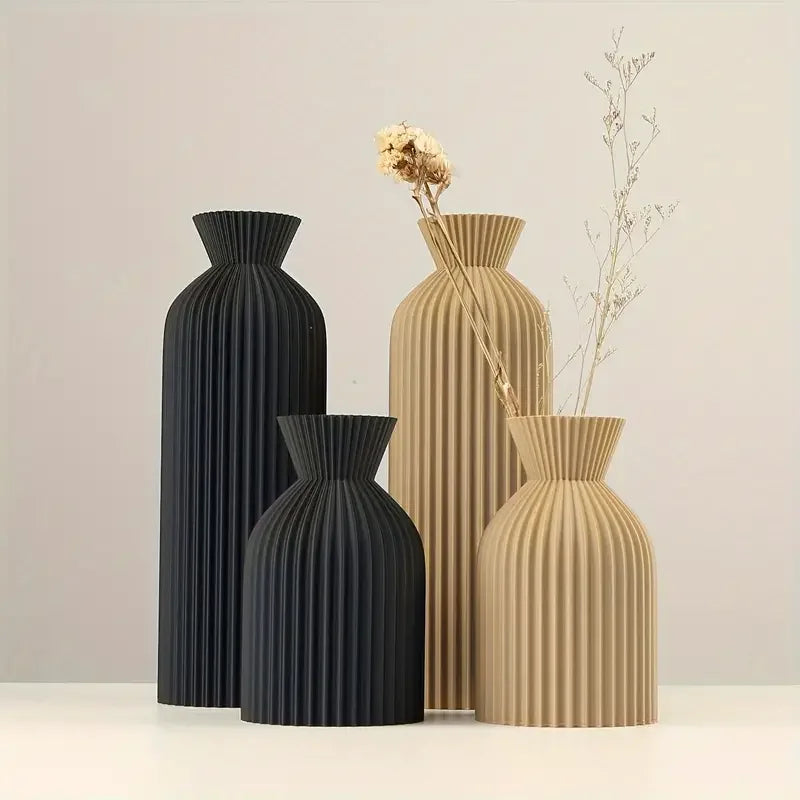 Elegant Black Plastic Vase - Boho Chic Decorative Centerpiece for