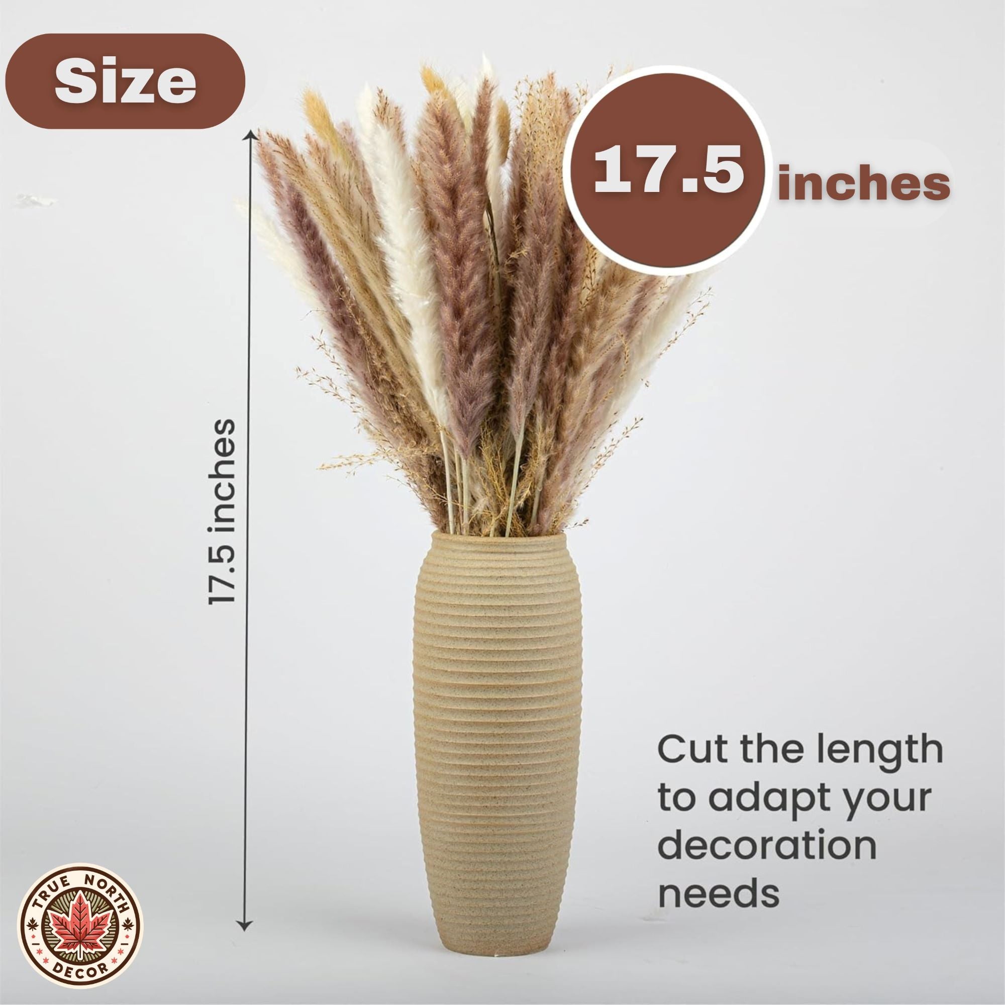 Dried Pampas Grass Bouquet - White/Brown Pampas, Grass Reeds