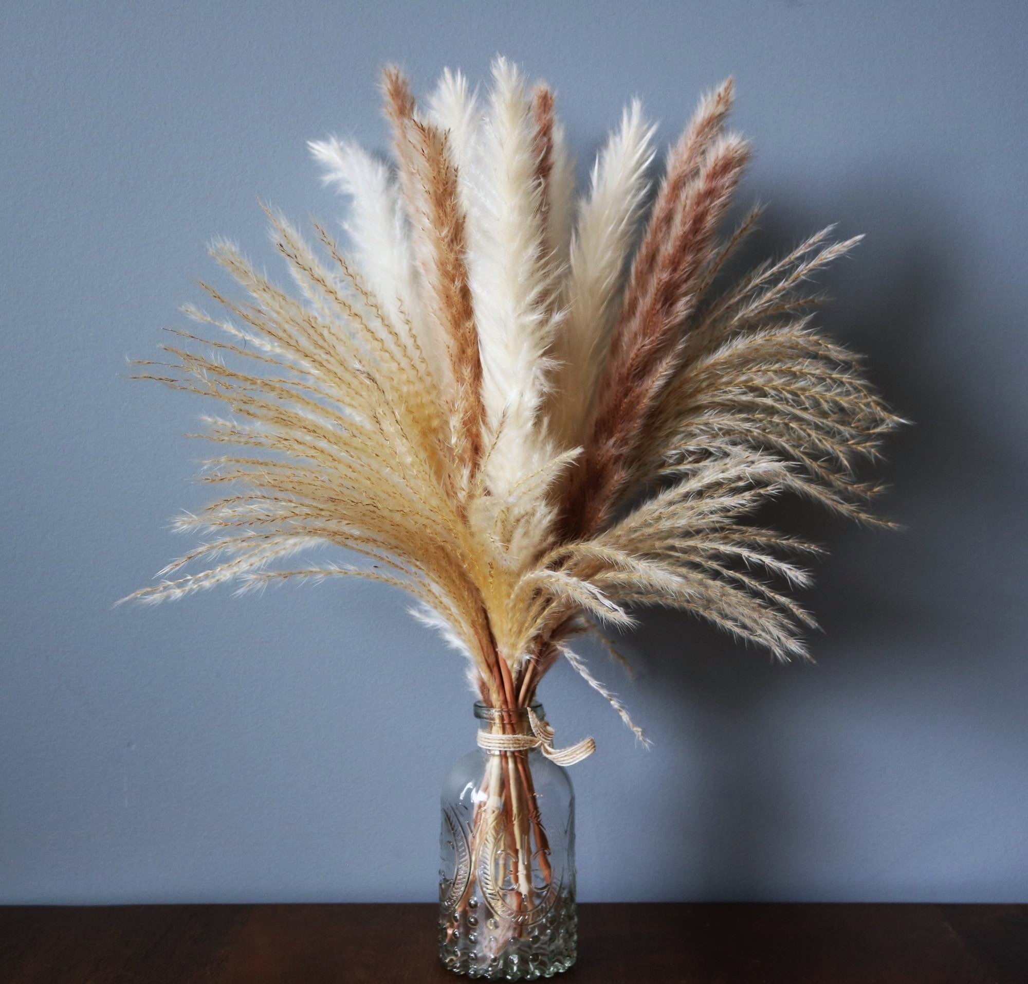 Dried Pampas Grass Bouquet - White/Brown Pampas, Grass Reeds